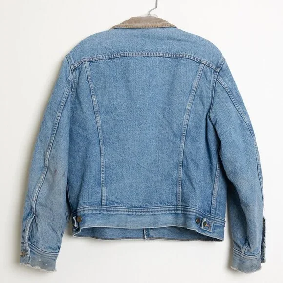 Vintage Lee Storm Rider Denim Jacket Blanket Lined Corduroy Collar - Picture 2 of 14